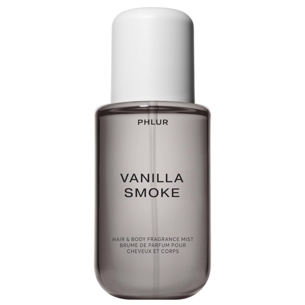 PHLUR Vanilla Smoke Body Mist – Hair and Body Fragrance Mist – Cashmere Vanilla Body Spray with Pink Pepper, Bergamot, Tonka Bean & Incense (8 Fl Oz)